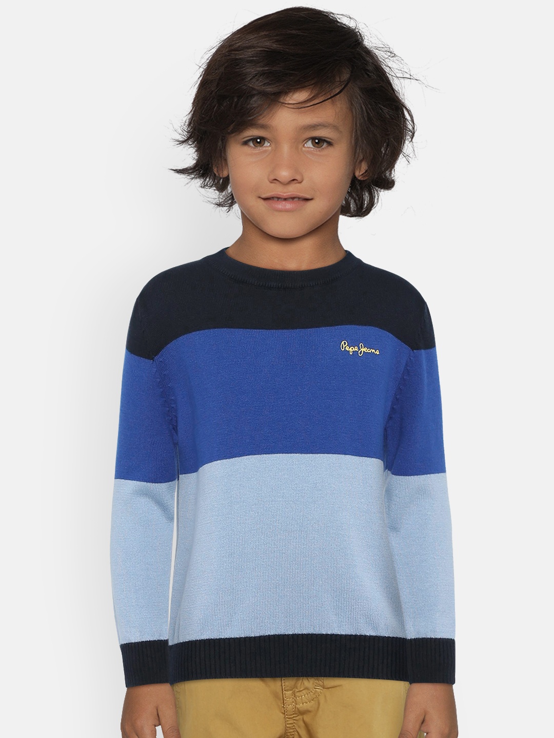 Pepe Jeans Boys Blue Colourblocked Sweater