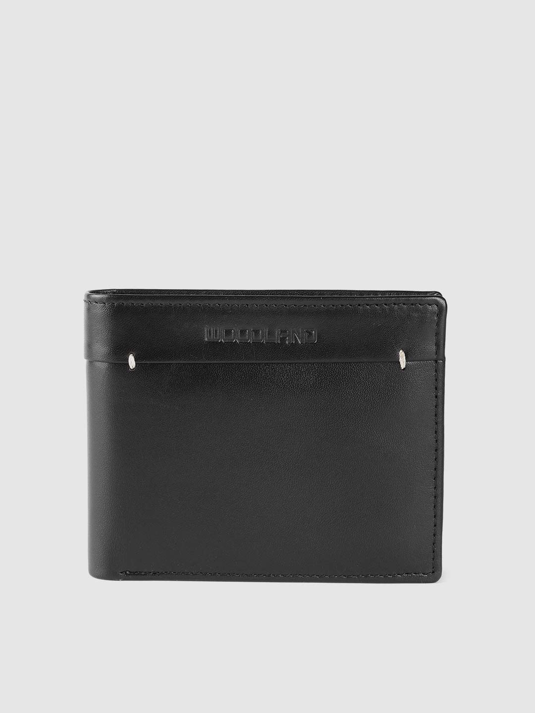 Woodland Men Black Leather Two Fold Wallet