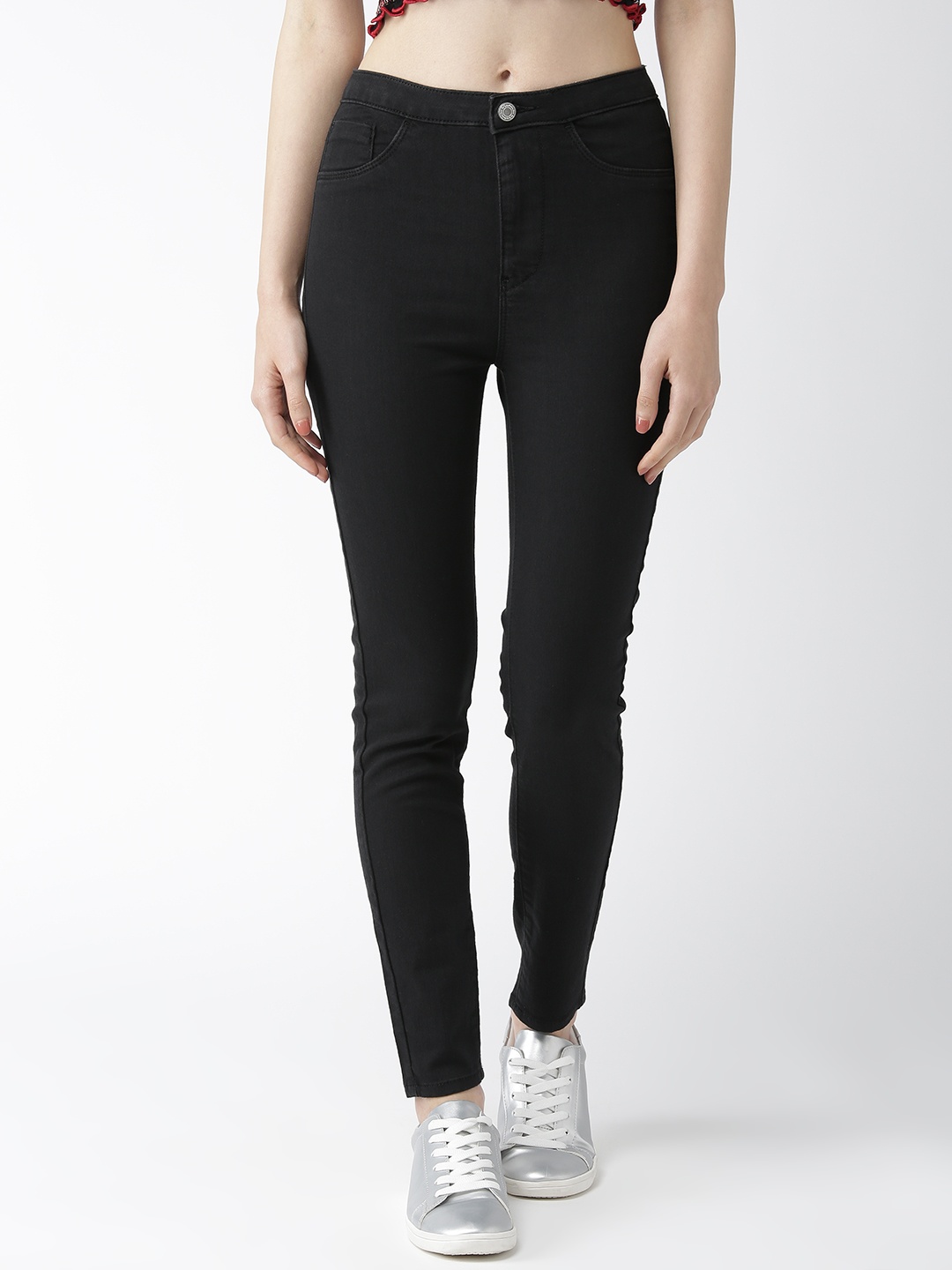 Flying Machine Women Black Regular Fit High-Rise Clean Look Stretchable Jeans