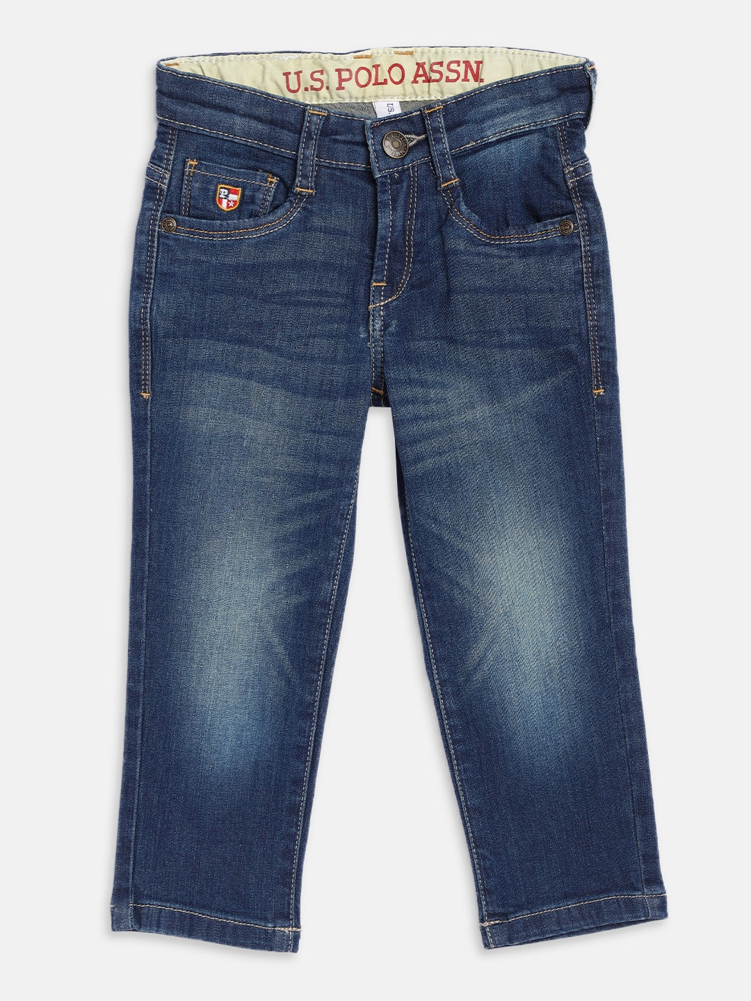 U.S. Polo Assn. Kids Boys Blue Slim Fit Mid-Rise Clean Look Jeans