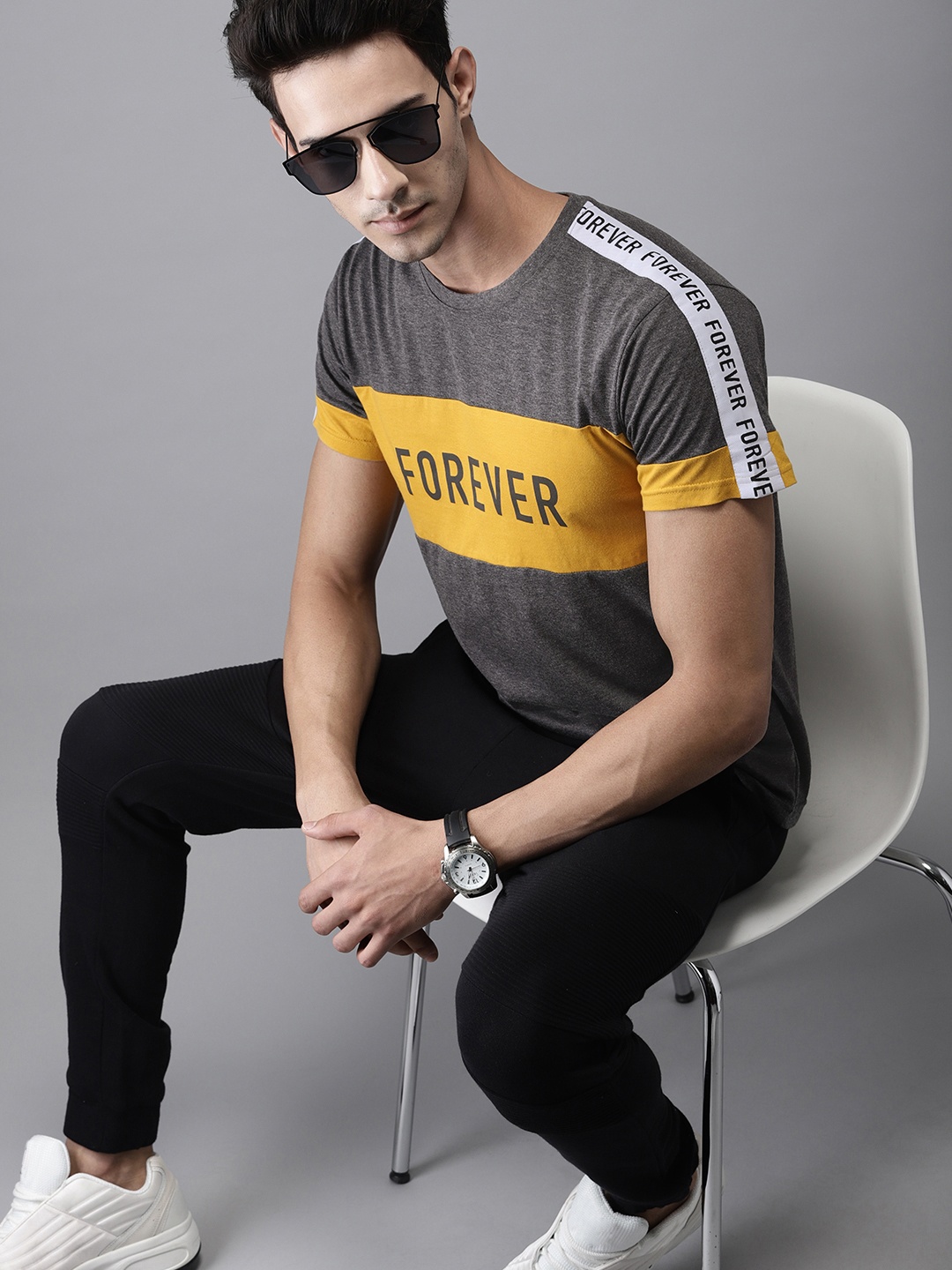 Moda Rapido Men Charcoal Grey Mustard Yellow Colourblocked Round Neck Pure Cotton T-shirt
Moda Rapido Men Charcoal Grey Mustard Yellow Colourblocked Round Neck Pure Cotton T-shirt