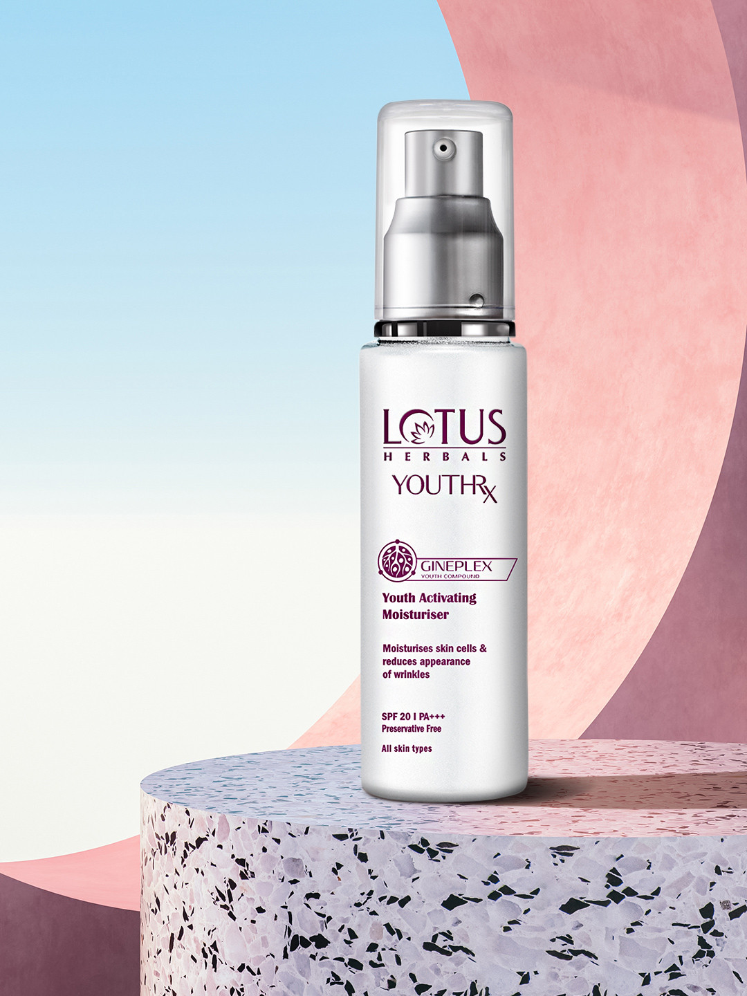 Lotus Herbals Sustainable YouthRx Gineplex SPF 20 PA+++ Activating Moisturiser 50ml, White 
Lotus Herbals Sustainable YouthRx Gineplex SPF 20 PA+++ Activating Moisturiser 50ml, White