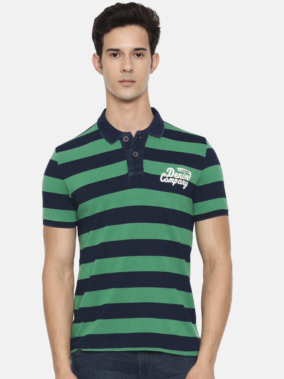 U.S. Polo Assn. Denim Co. Men Green Navy Blue Striped Slim Fit Polo Collar Pure Cotton T-shirt
U.S. Polo Assn. Denim Co. Men Green Navy Blue Striped Slim Fit Polo Collar Pure Cotton T-shirt