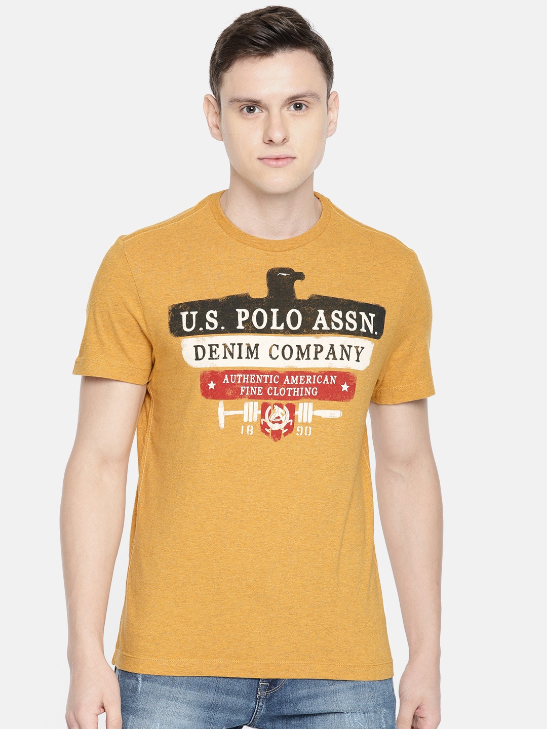 U.S. Polo Assn. Denim Co. Men Mustard Yellow Slim Fit Printed Round Neck Pure Cotton T-shirt
U.S. Polo Assn. Denim Co. Men Mustard Yellow Slim Fit Printed Round Neck Pure Cotton T-shirt