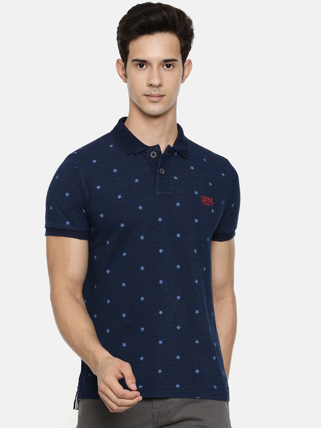 U.S. Polo Assn. Denim Co. Men Navy Blue Printed Slim Fit Polo Collar Pure Cotton T-shirt
U.S. Polo Assn. Denim Co. Men Navy Blue Printed Slim Fit Polo Collar Pure Cotton T-shirt