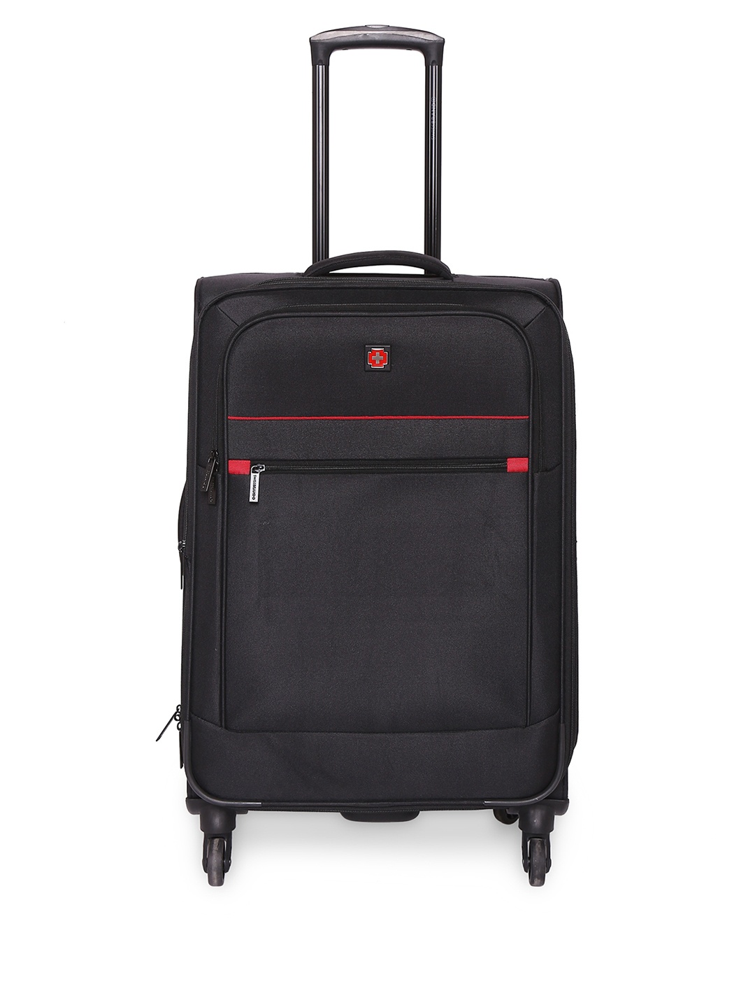 SWISS BRAND Black Solid Barcelona Soft-Sided Medium Trolley Suitcase