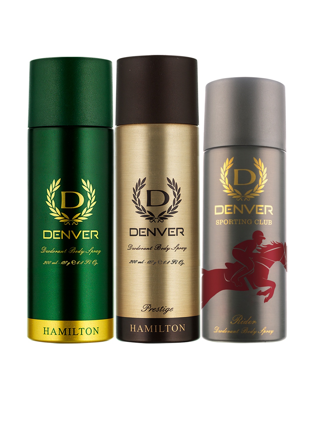 Denver Men Set Of 3 Deodorant- Hamilton 200ml + Prestige 200ml & Sporting Club Rider 165ml, Green
Denver Men Set Of 3 Deodorant- Hamilton 200ml + Prestige 200ml & Sporting Club Rider 165ml, Green