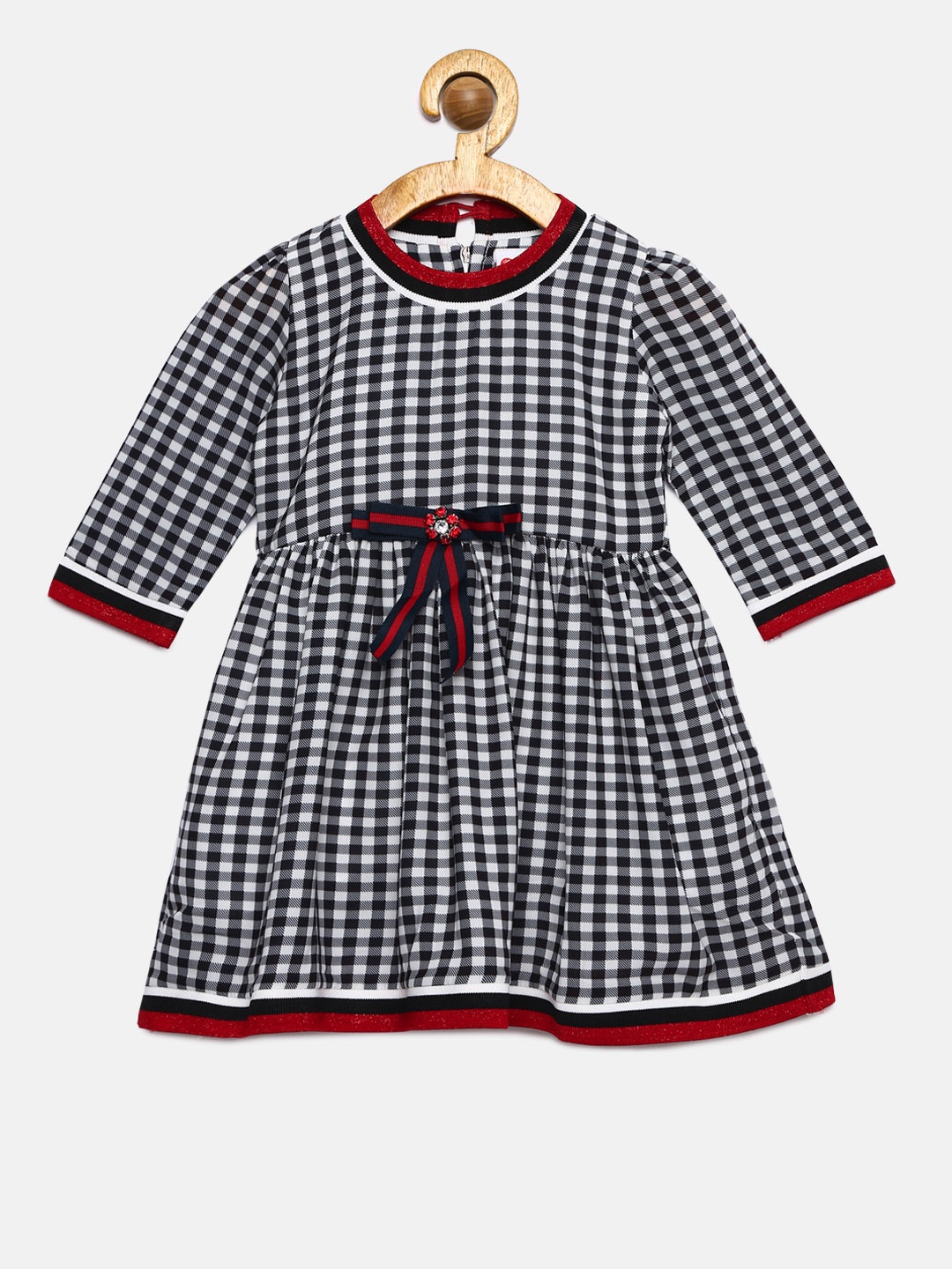 Peppermint Girls Black & Off-White Fit and Flare Dress