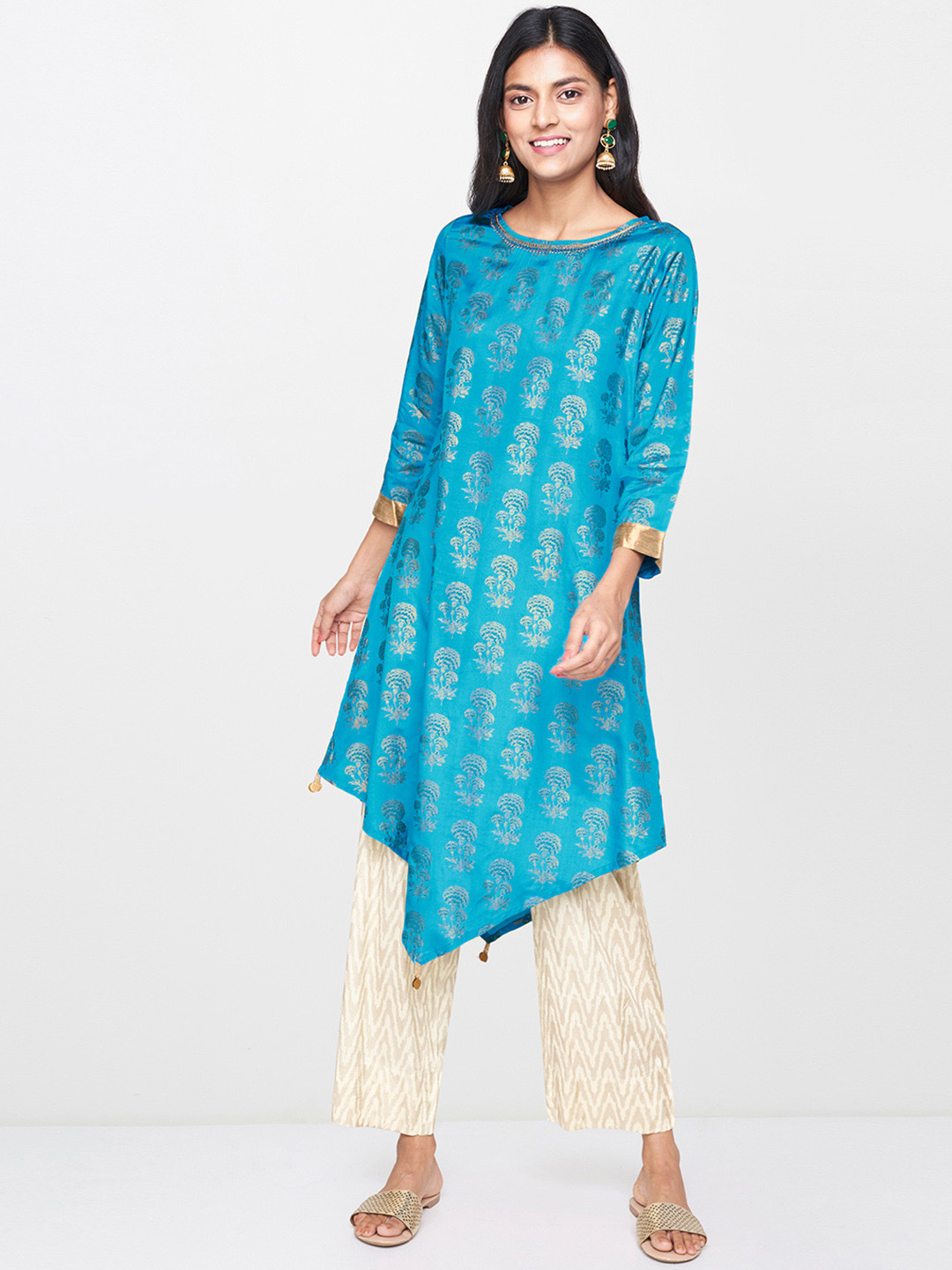 Global Desi Women Blue Printed A-Line Kurta
Global Desi Women Blue Printed A-Line Kurta