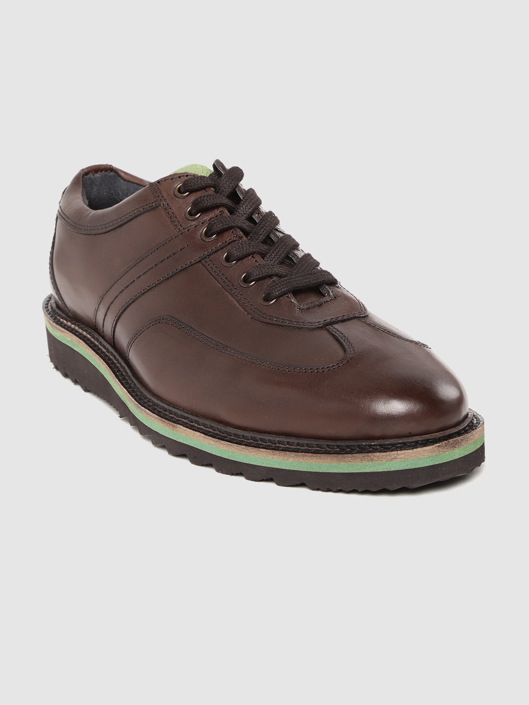 Jack & Jones Men Brown Solid Leather Oxfords