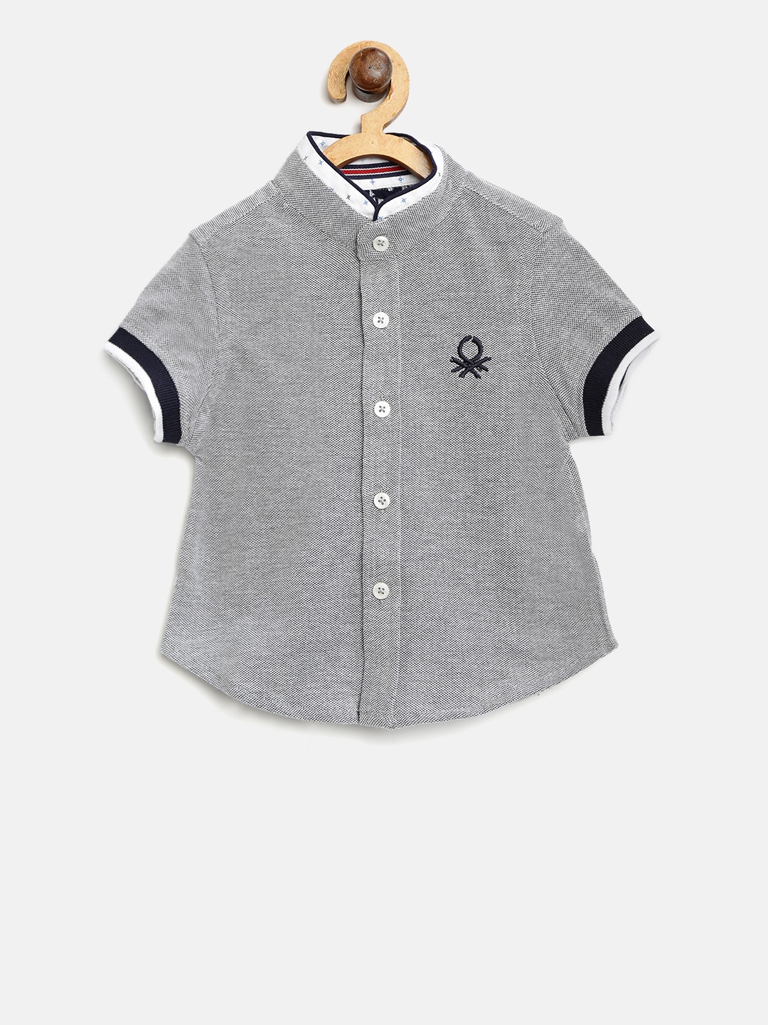 United Colors of Benetton Boys Grey Regular Fit Solid Casual Shirt