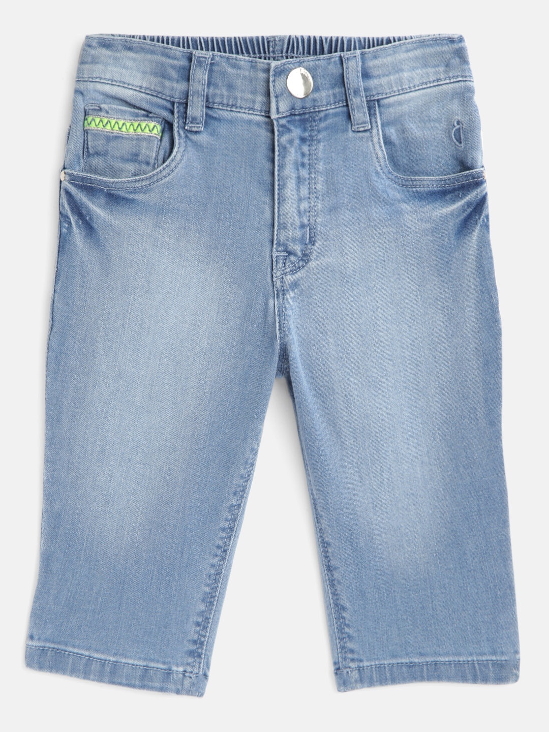 Gini and Jony Girls Blue Solid Regular Fit Capris