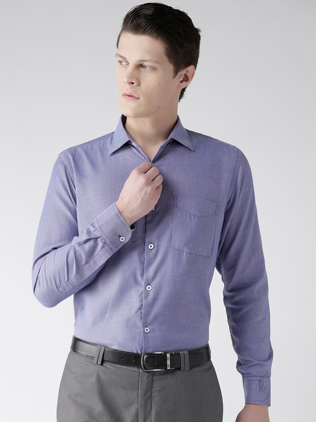 Richlook Men Blue Regular Fit Self Design Formal Shirt