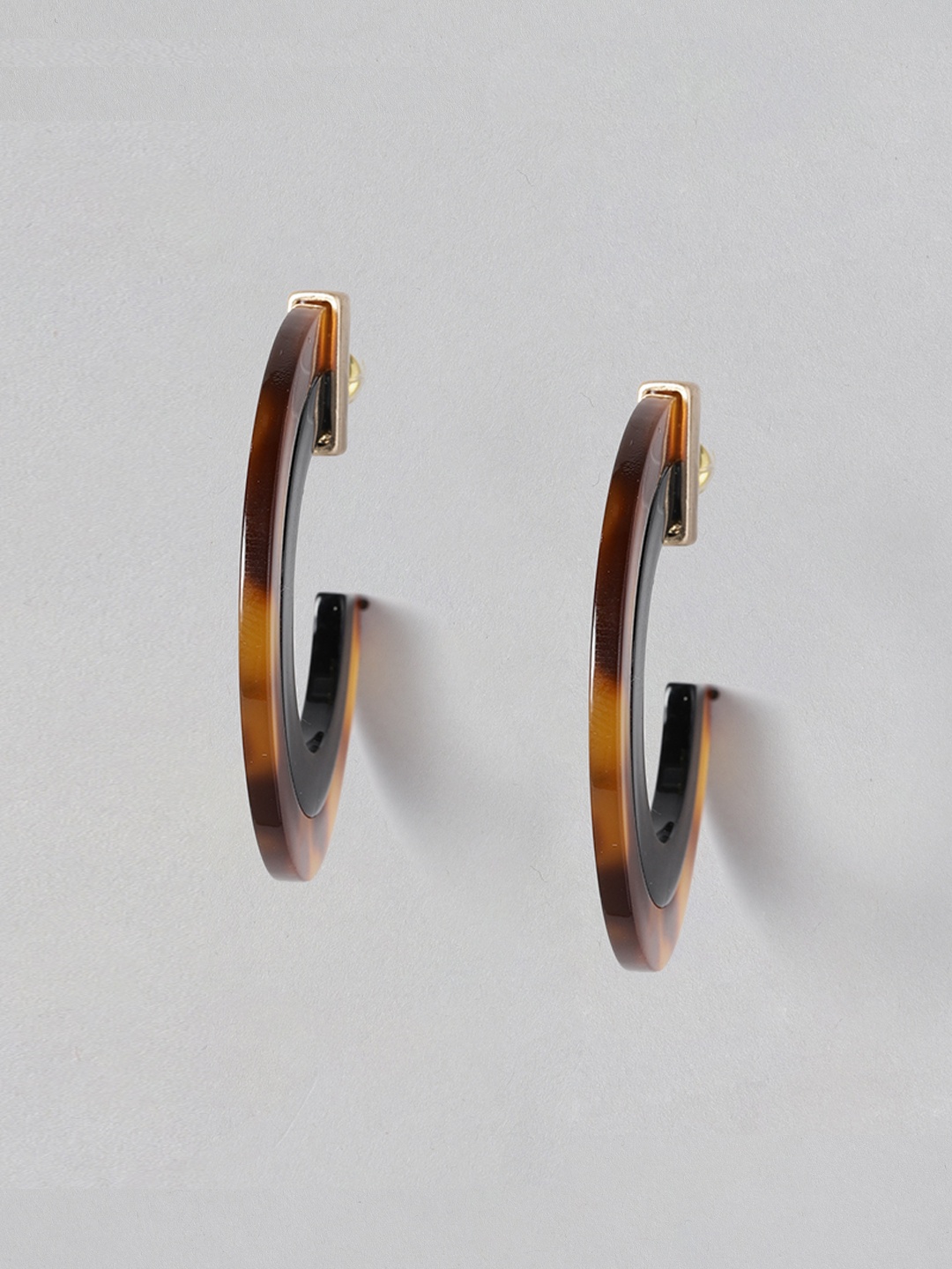 justpeachy Brown Circular Half Hoop Earrings