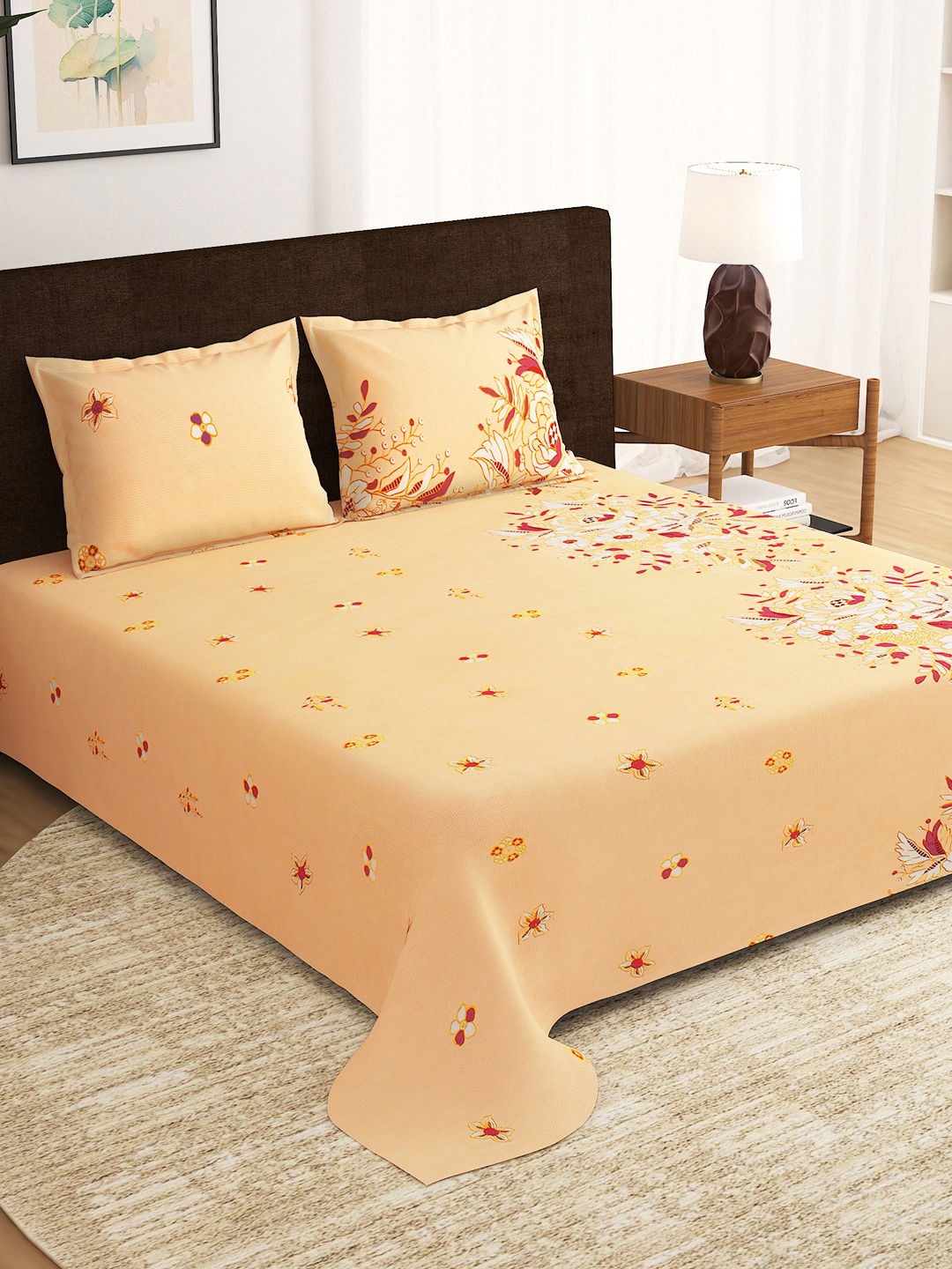Story@home Orange Peach-Coloured Floral 210 TC 1 Double Bedsheet with 2 Pillow Covers
Story@home Orange Peach-Coloured Floral 210 TC 1 Double Bedsheet with 2 Pillow Covers