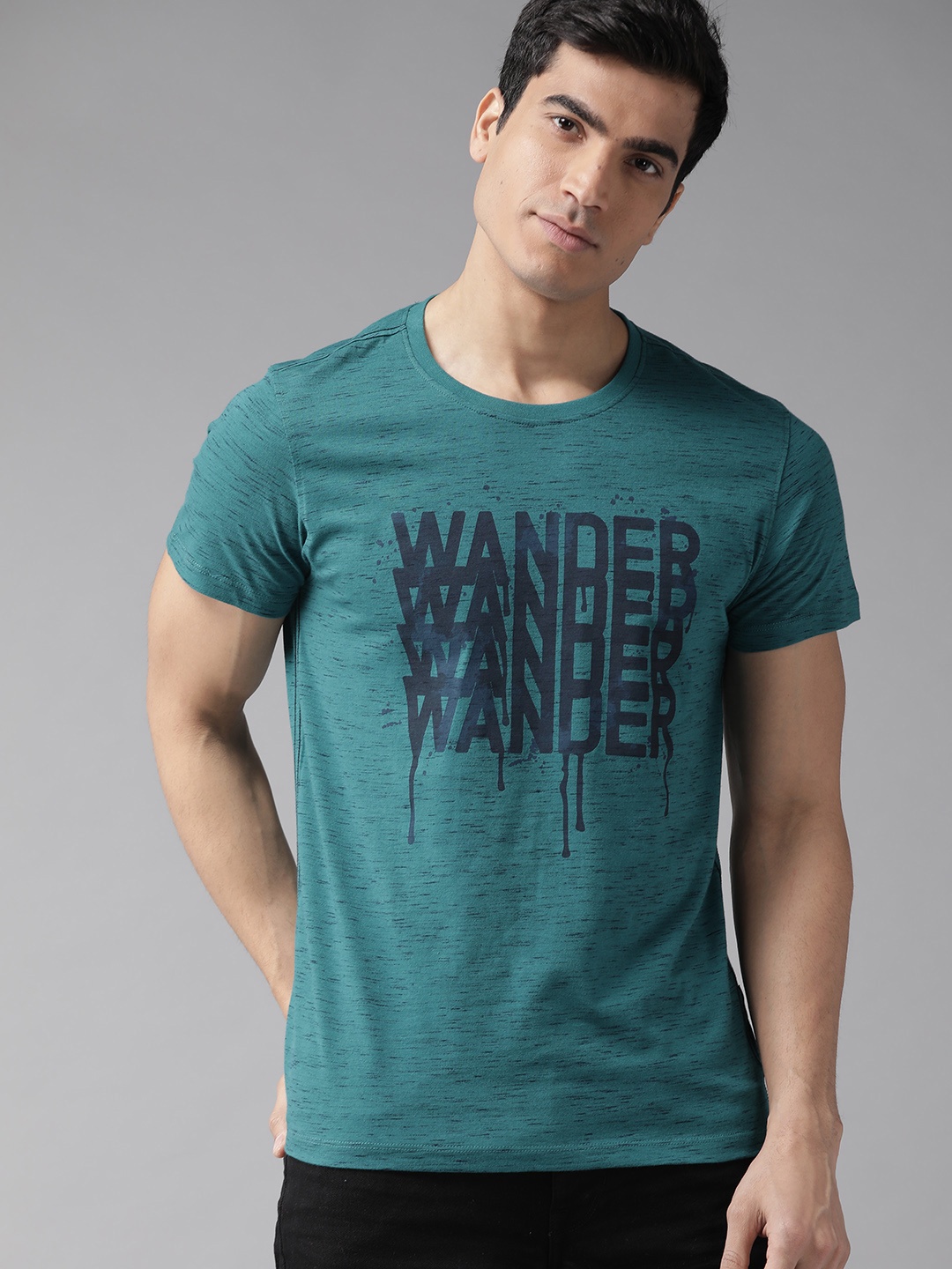 The Roadster Lifestyle Co Men Teal Green & Navy Blue Textured Graphic Printed Round Neck T-shirt
The Roadster Lifestyle Co Men Teal Green & Navy Blue Textured Graphic Printed Round Neck T-shirt