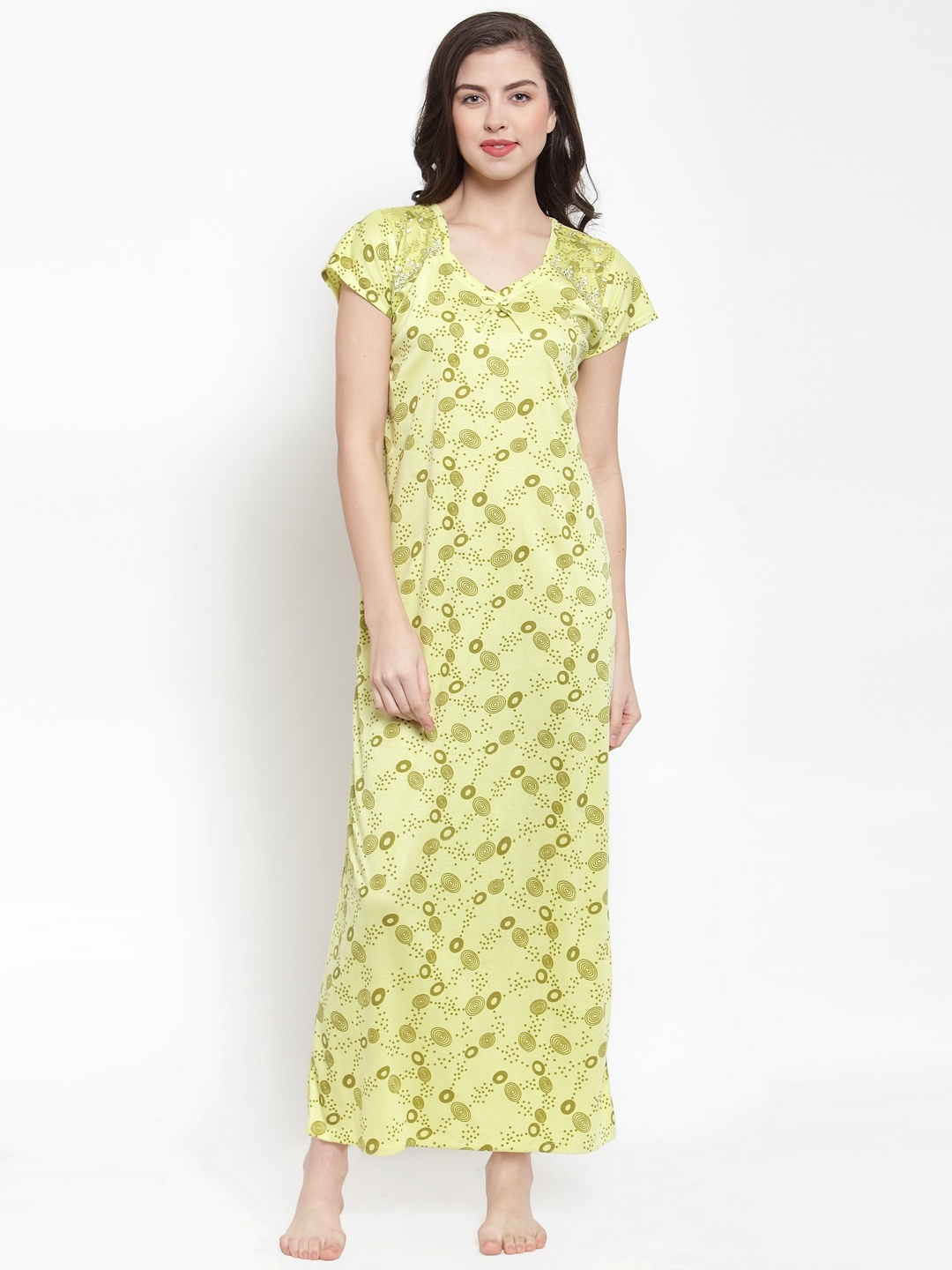 Secret Wish Green Printed Nightdress NT-E162-725