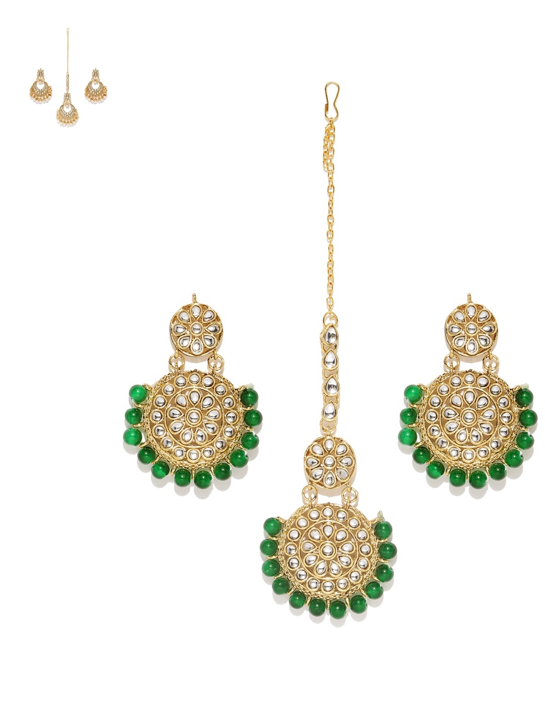 Zaveri Pearls Set Of 2 Wedding Collection Pearl & Kundan Studded Maang Tikka & Earring, Gold
Zaveri Pearls Set Of 2 Wedding Collection Pearl & Kundan Studded Maang Tikka & Earring, Gold