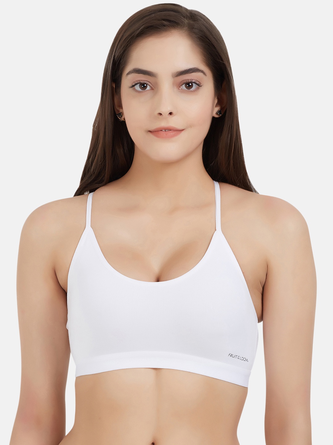 Fruit of the loom White Solid Non-Wired Non Padded Sports Bra FCTS02-A1S2