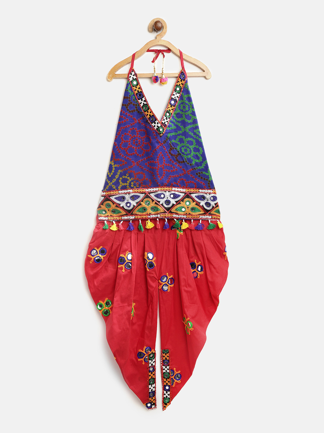 BownBee Girls Blue & Red Bandhani Print Kurti with Dhoti Pants 
BownBee Girls Blue & Red Bandhani Print Kurti with Dhoti Pants