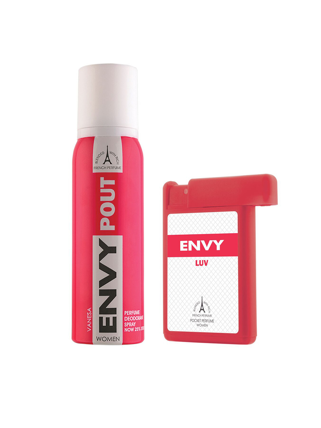 Envy Set of Pout Deodorant Spray & Luv Pocket Perfume, Pink
Envy Set of Pout Deodorant Spray & Luv Pocket Perfume, Pink
