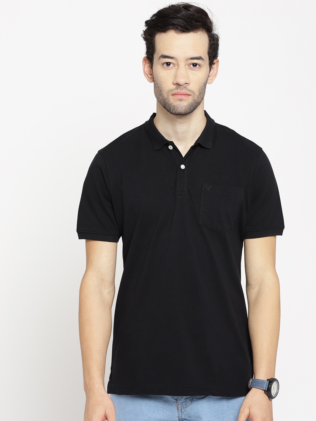 Blackberrys Men Black Solid Polo Collar T-shirt