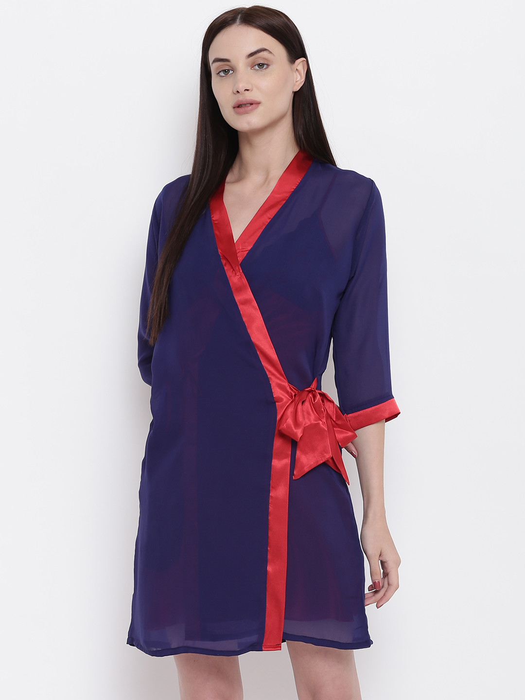 Sweet Dreams Red & Navy Blue Solid Above Knee Satin Finish Nightdress With Robe
Sweet Dreams Red & Navy Blue Solid Above Knee Satin Finish Nightdress With Robe