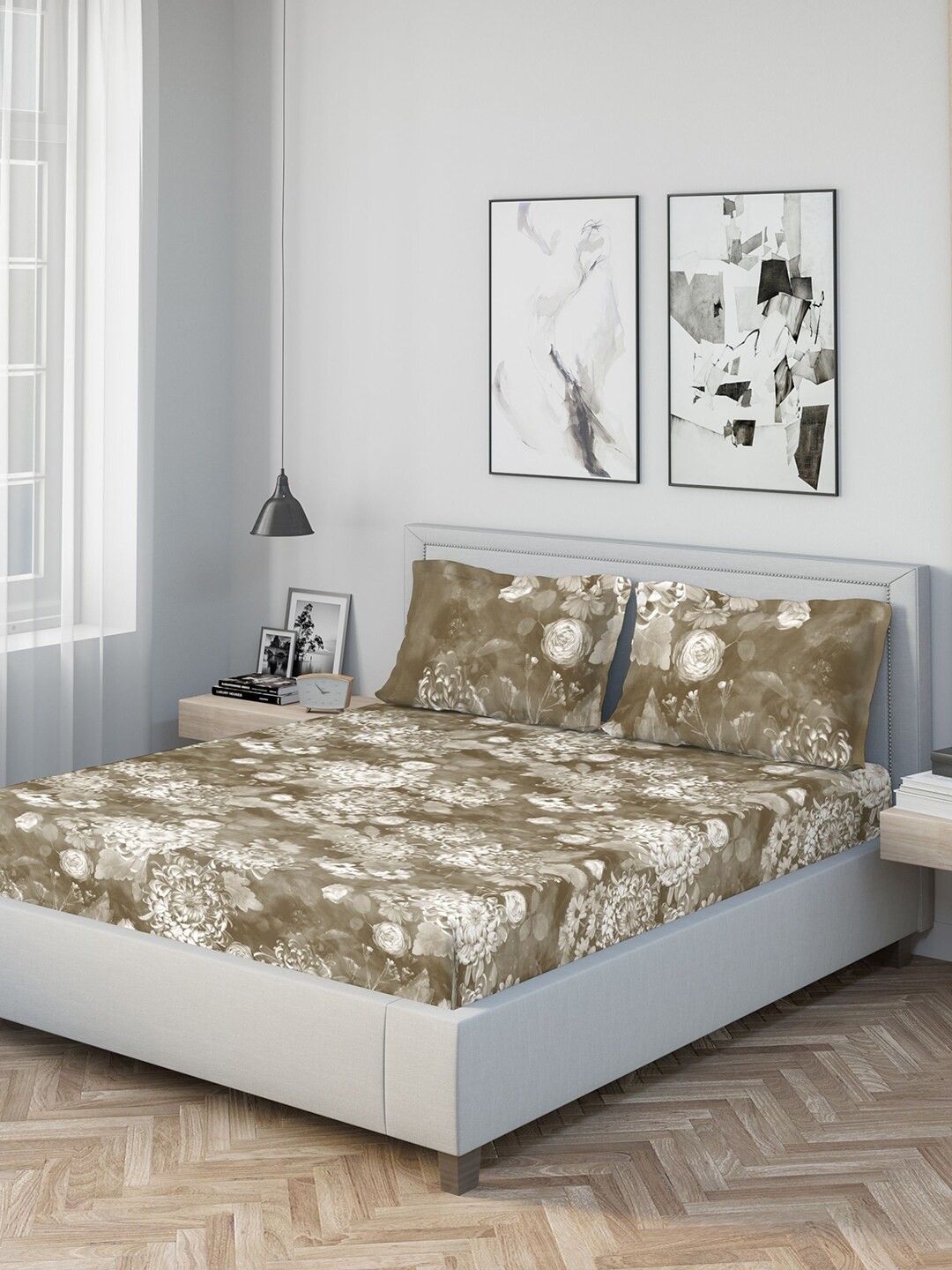 DDecor Olive Green & Off-White Floral 400 TC Cotton 1 King Bedsheet with 2 Pillow Covers
DDecor Olive Green & Off-White Floral 400 TC Cotton 1 King Bedsheet with 2 Pillow Covers