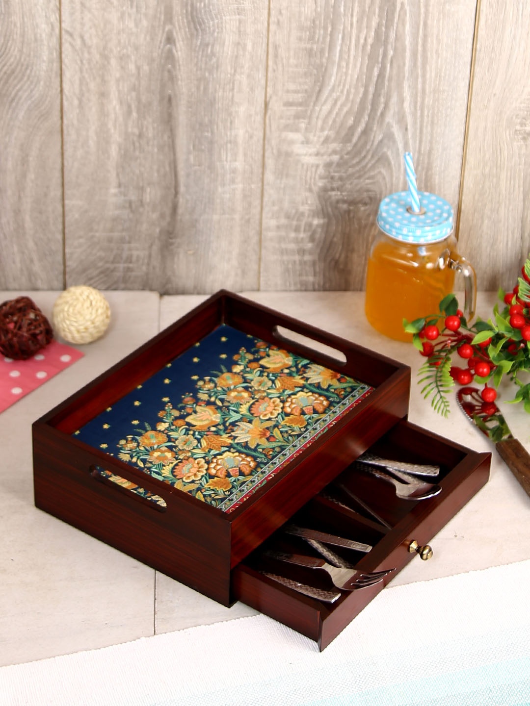 Reinvention Factory Brown & Navy Blue Wooden Gara Multi-Utility Organiser with Drawer
Reinvention Factory Brown & Navy Blue Wooden Gara Multi-Utility Organiser with Drawer