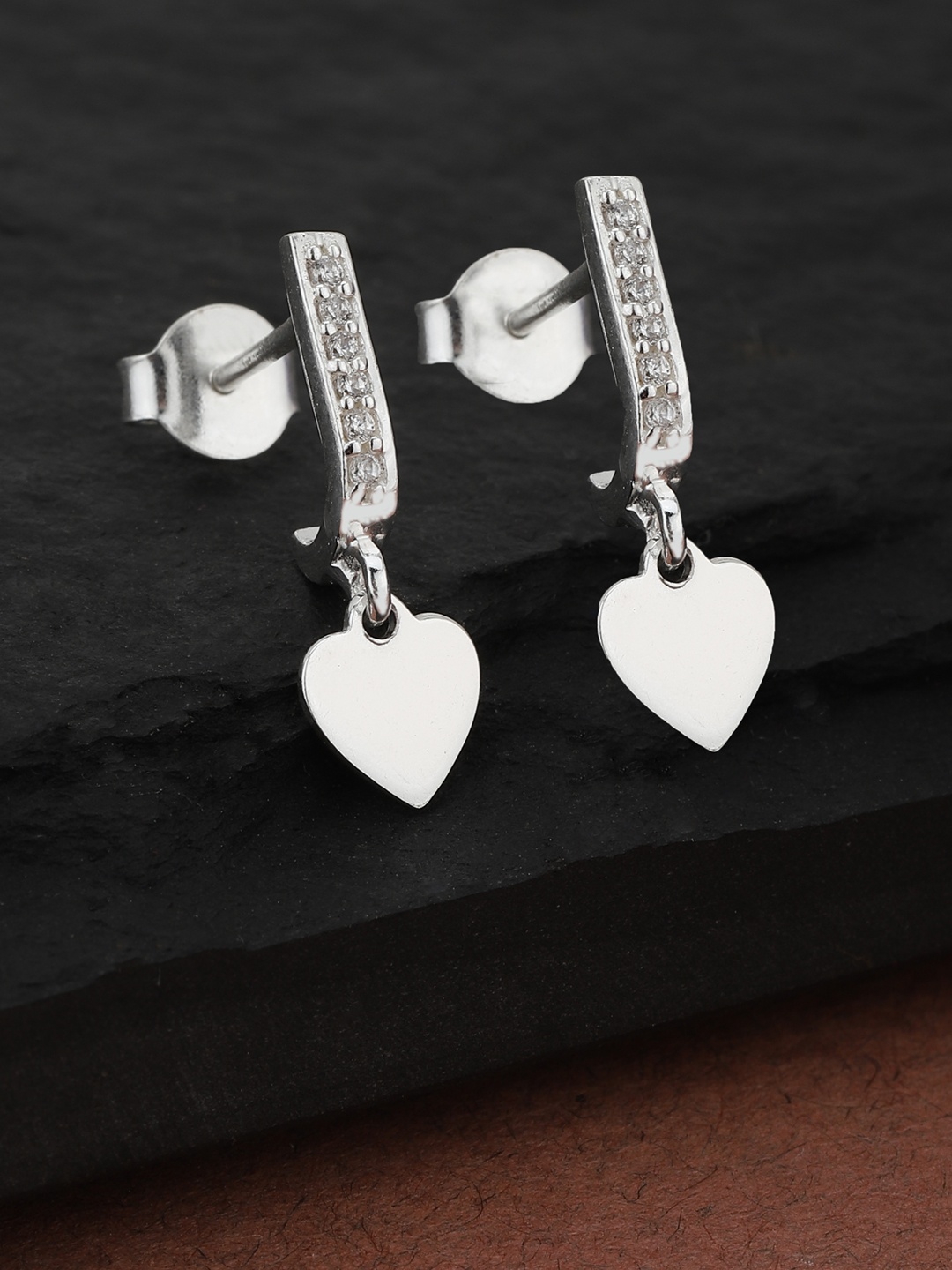Carlton London 925 Sterling Silver-Rhodium-Plated CZ Studded Heart Shaped Drop Earrings
Carlton London 925 Sterling Silver-Rhodium-Plated CZ Studded Heart Shaped Drop Earrings