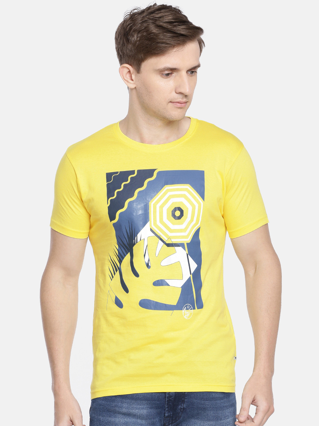 Pepe Jeans Men Yellow Slim Fit Printed Round Neck Pure Cotton T-shirt
Pepe Jeans Men Yellow Slim Fit Printed Round Neck Pure Cotton T-shirt