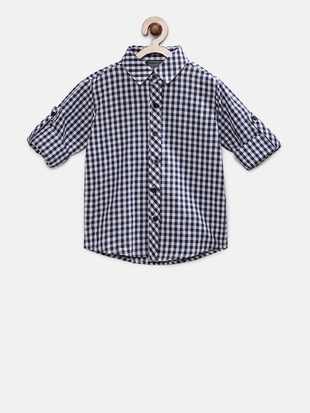 RIKIDOOS Boys Navy Blue & White Checked Casual Shirt