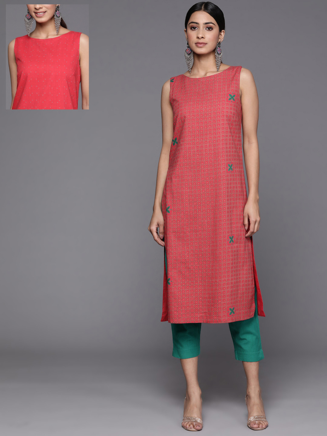 Fabindia Women Ethnic Motifs Printed Pure Cotton Reversible Kurta with Cropped Trousers, Red
Fabindia Women Ethnic Motifs Printed Pure Cotton Reversible Kurta with Cropped Trousers, Red
