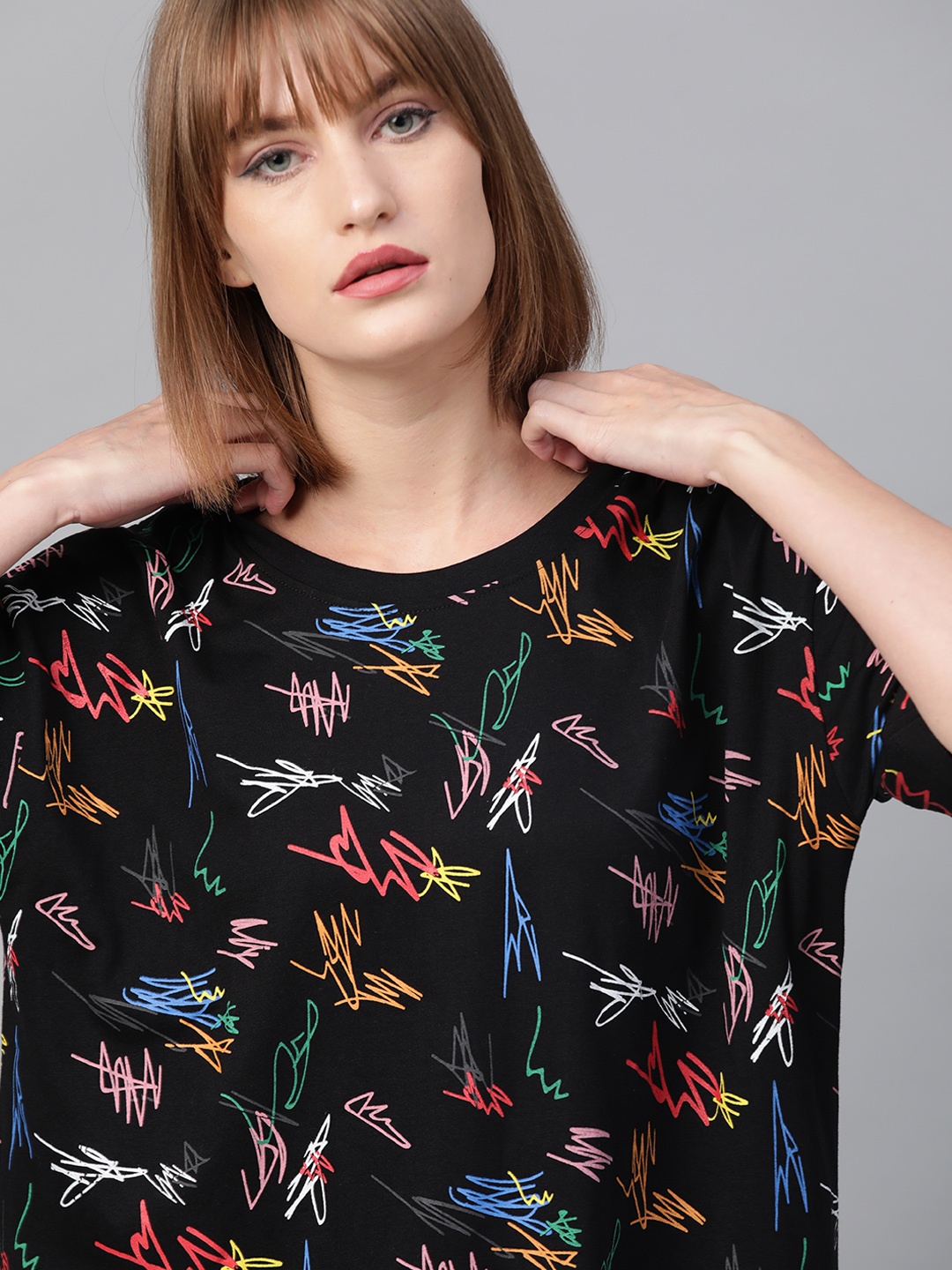 Kook N Keech Women Black Printed Round Neck Oversized Pure Cotton T-shirt
Kook N Keech Women Black Printed Round Neck Oversized Pure Cotton T-shirt