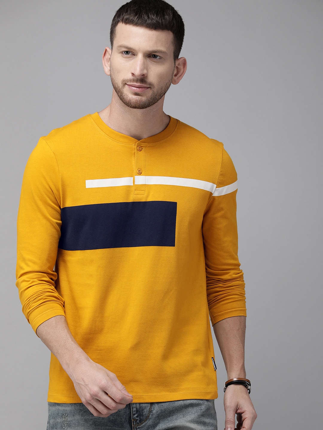 The Roadster Lifestyle Co Men Mustard Yellow Striped Round Neck Pure Cotton T-shirt
The Roadster Lifestyle Co Men Mustard Yellow Striped Round Neck Pure Cotton T-shirt