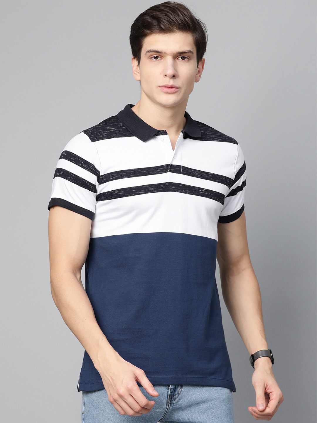 The Roadster Lifestyle Co Men Blue White Colourblocked Polo Collar Pure Cotton T-shirt
The Roadster Lifestyle Co Men Blue White Colourblocked Polo Collar Pure Cotton T-shirt