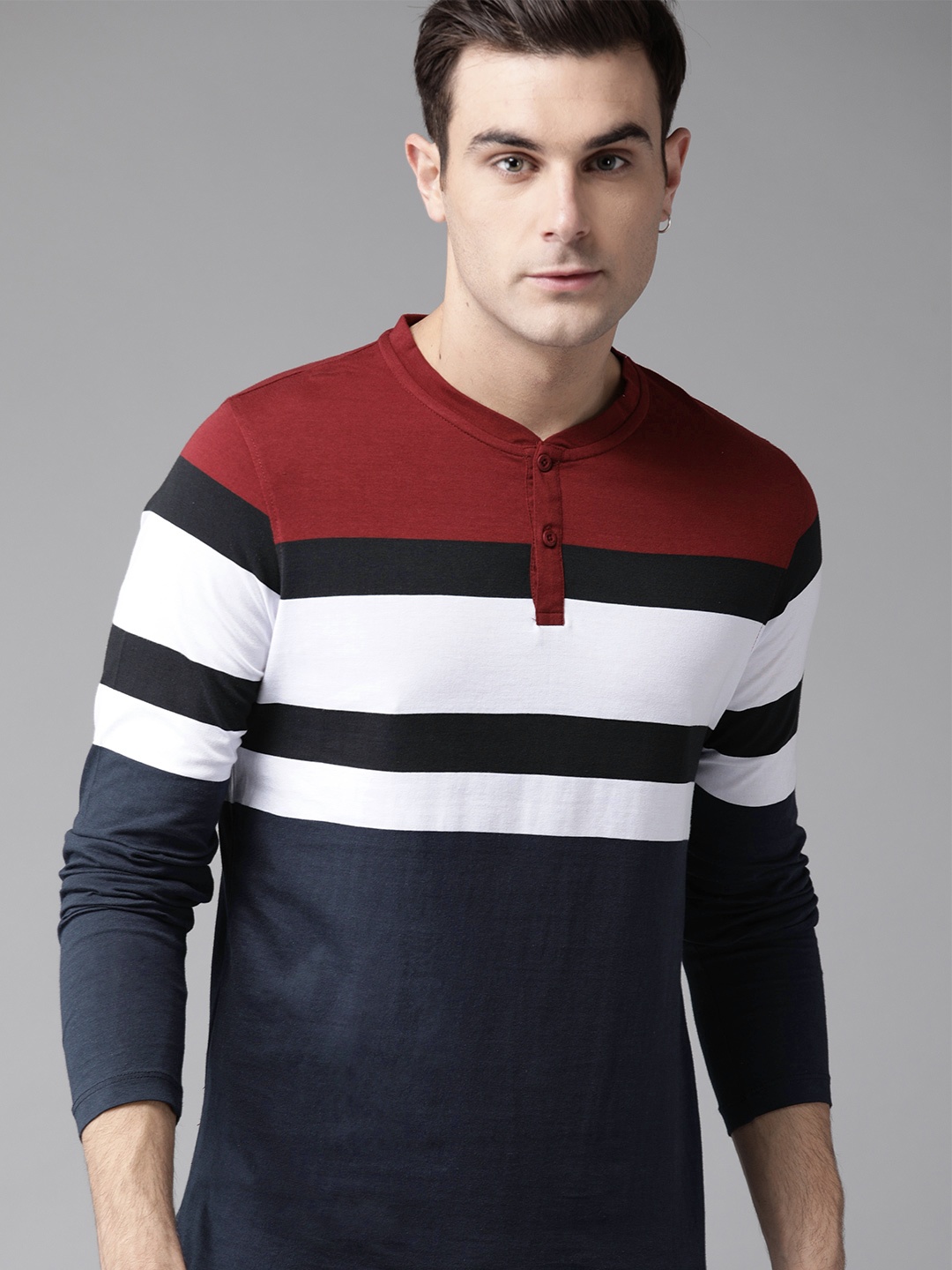 The Roadster Lifestyle Co Men Navy Blue White Colourblocked Henley Neck Pure Cotton T-shirt
The Roadster Lifestyle Co Men Navy Blue White Colourblocked Henley Neck Pure Cotton T-shirt
