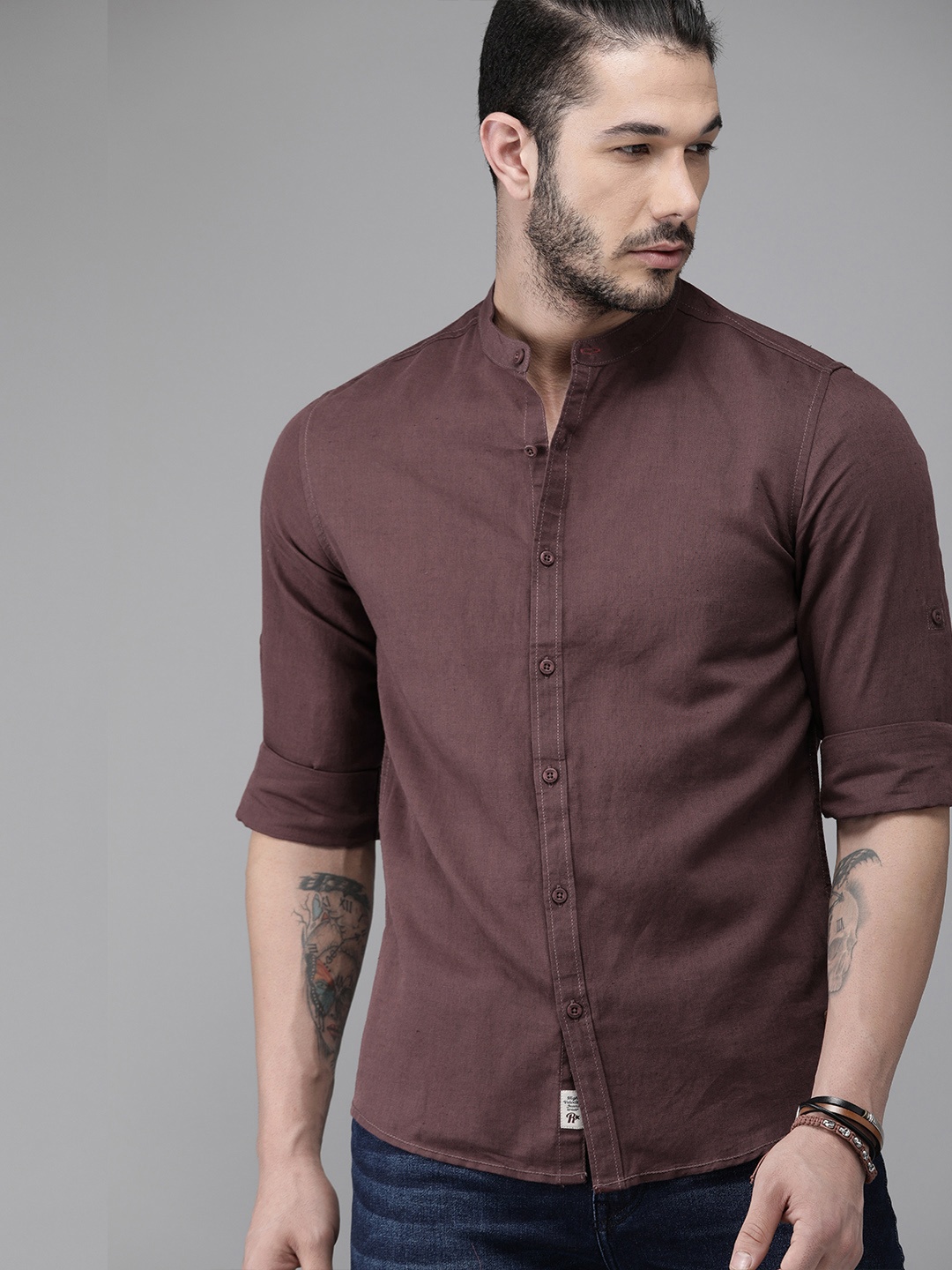 The Roadster Lifestyle Co Men Maroon Solid Fit Printed Band Collar Linen Cotton Casual Shirt
The Roadster Lifestyle Co Men Maroon Solid Fit Printed Band Collar Linen Cotton Casual Shirt