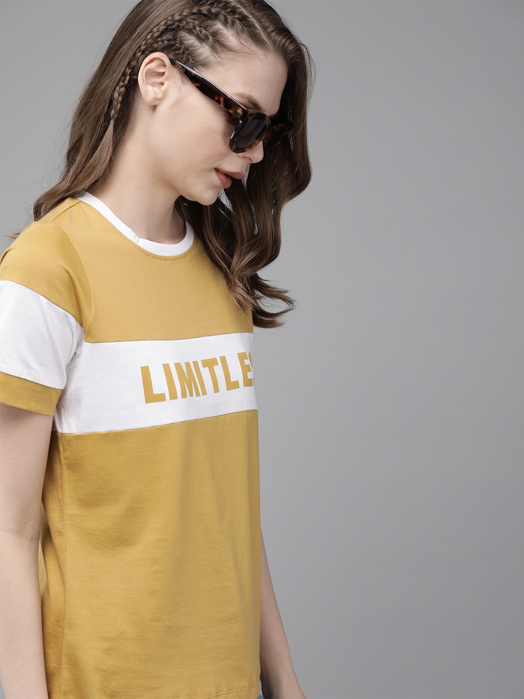 The Roadster Lifestyle Co Women Mustard Yellow White Colourblocked Round Neck Pure Cotton T-shirt
The Roadster Lifestyle Co Women Mustard Yellow White Colourblocked Round Neck Pure Cotton T-shirt