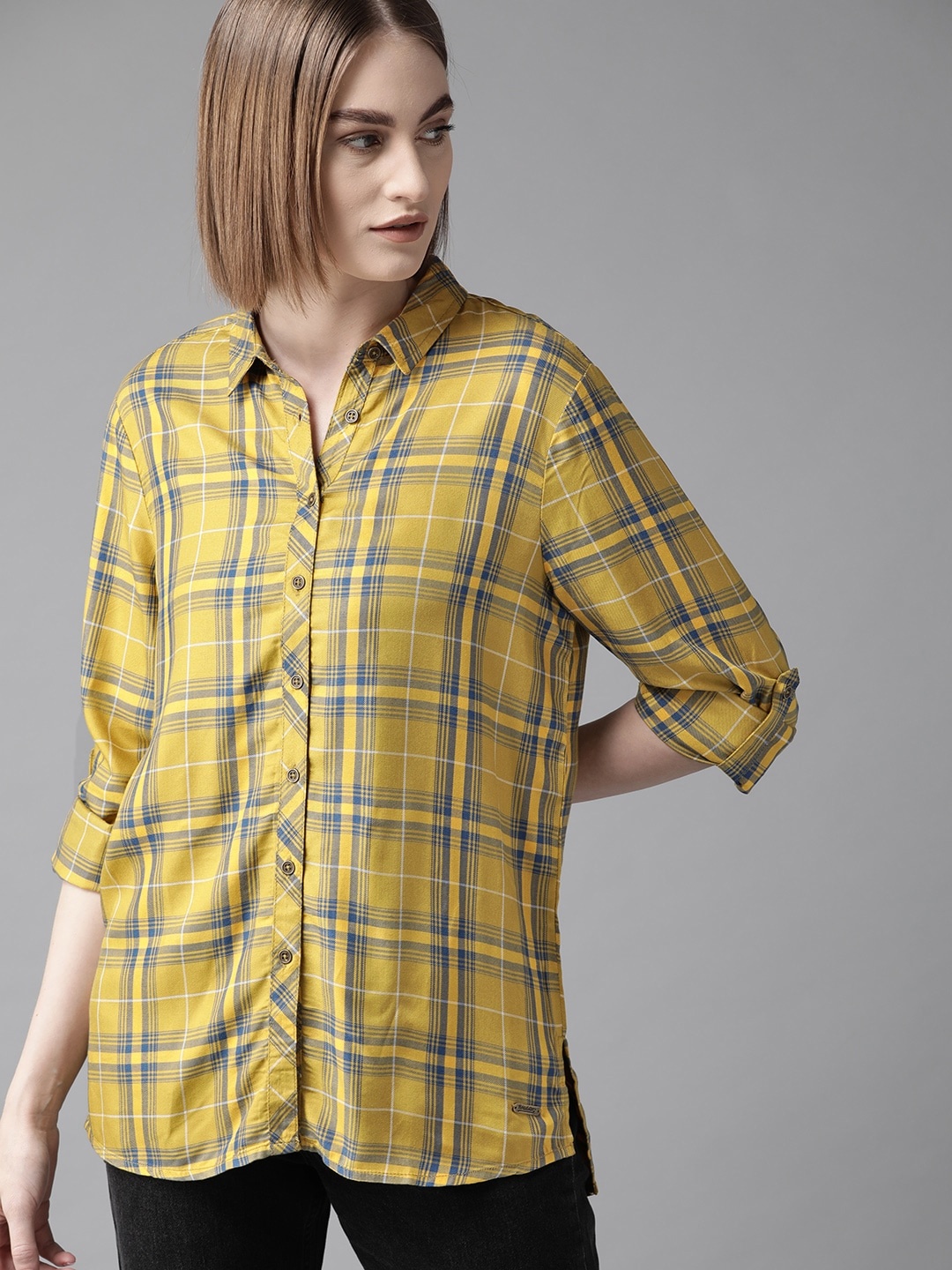 The Roadster Lifestyle Co Women Mustard Yellow & Blue Regular Fit Checked Plaid Casual Shirt
The Roadster Lifestyle Co Women Mustard Yellow & Blue Regular Fit Checked Plaid Casual Shirt