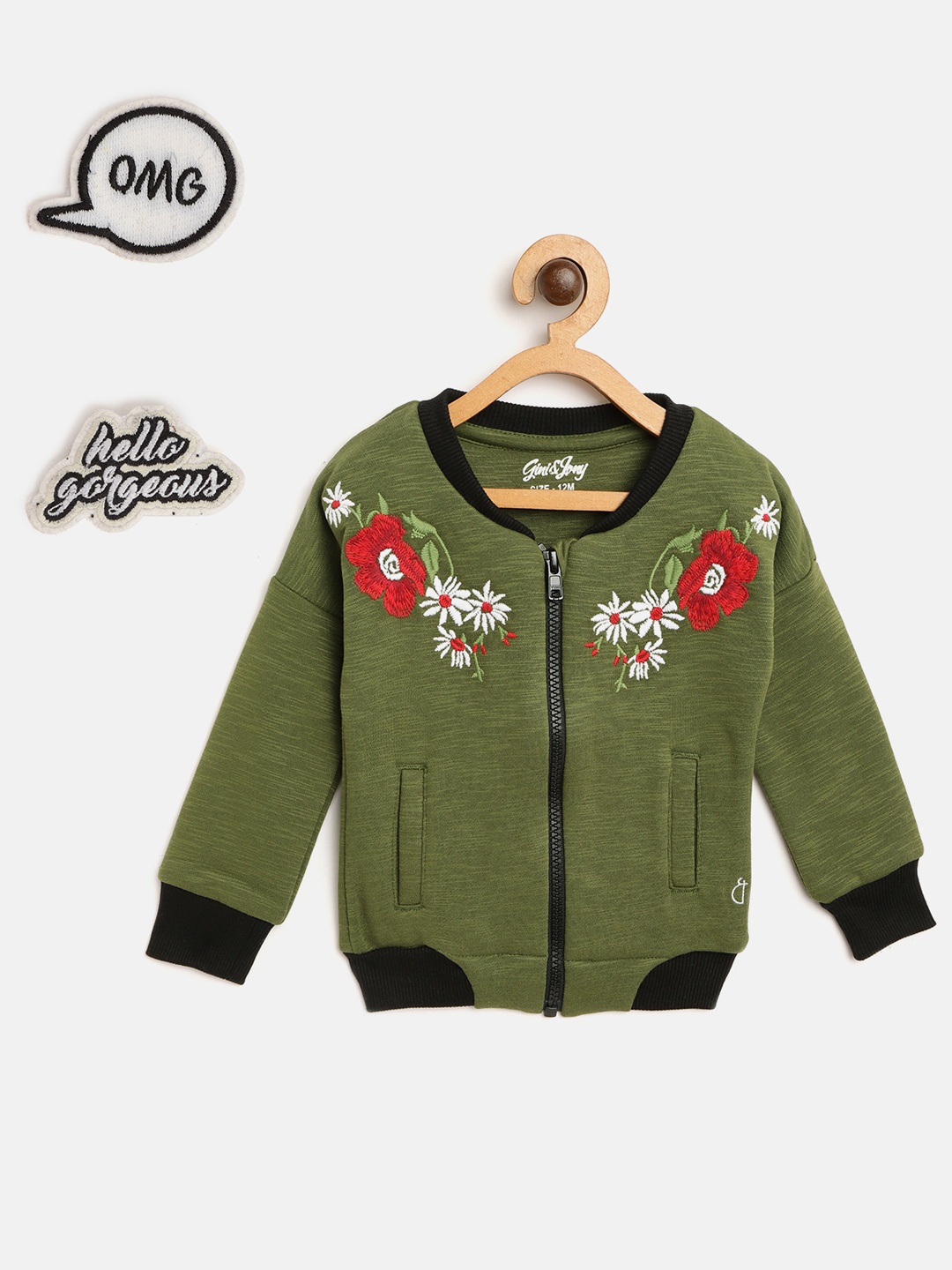 Gini and Jony Girls Olive Green Floral Embroidered Bomber Jacket with Quirky Brooches
Gini and Jony Girls Olive Green Floral Embroidered Bomber Jacket with Quirky Brooches