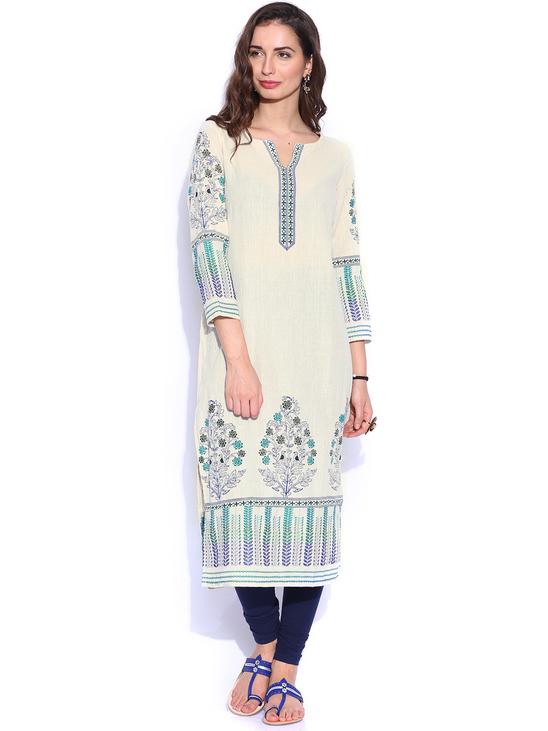 Vishudh Beige Printed Kurta