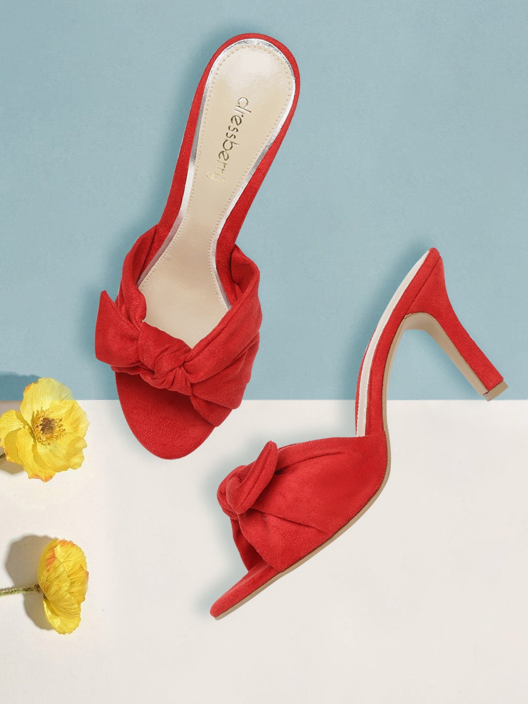 DressBerry Women Red Solid Slim Heels