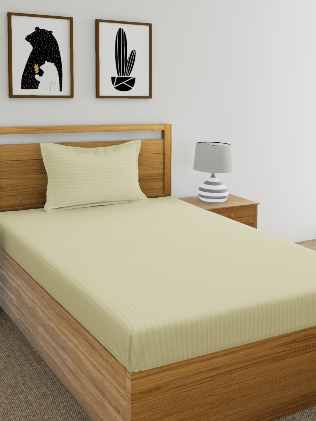 Dreamscape Cream-Coloured Striped 220 TC Cotton 1 Single Bedsheet with 1 Pillow Covers
Dreamscape Cream-Coloured Striped 220 TC Cotton 1 Single Bedsheet with 1 Pillow Covers