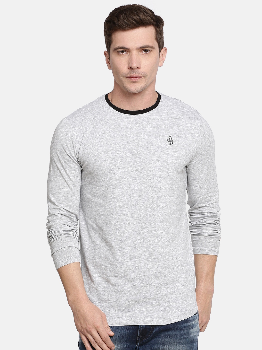 Being Human Clothing Men Grey Solid Round Neck T-shirt