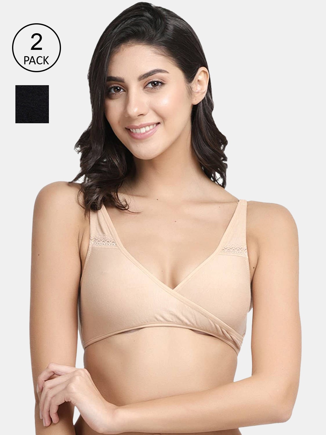 Inner Sense Pack Of 2 Black & Nude-Coloured Solid Non-Wired Non Padded Sustainable Maternity Bra
Inner Sense Pack Of 2 Black & Nude-Coloured Solid Non-Wired Non Padded Sustainable Maternity Bra