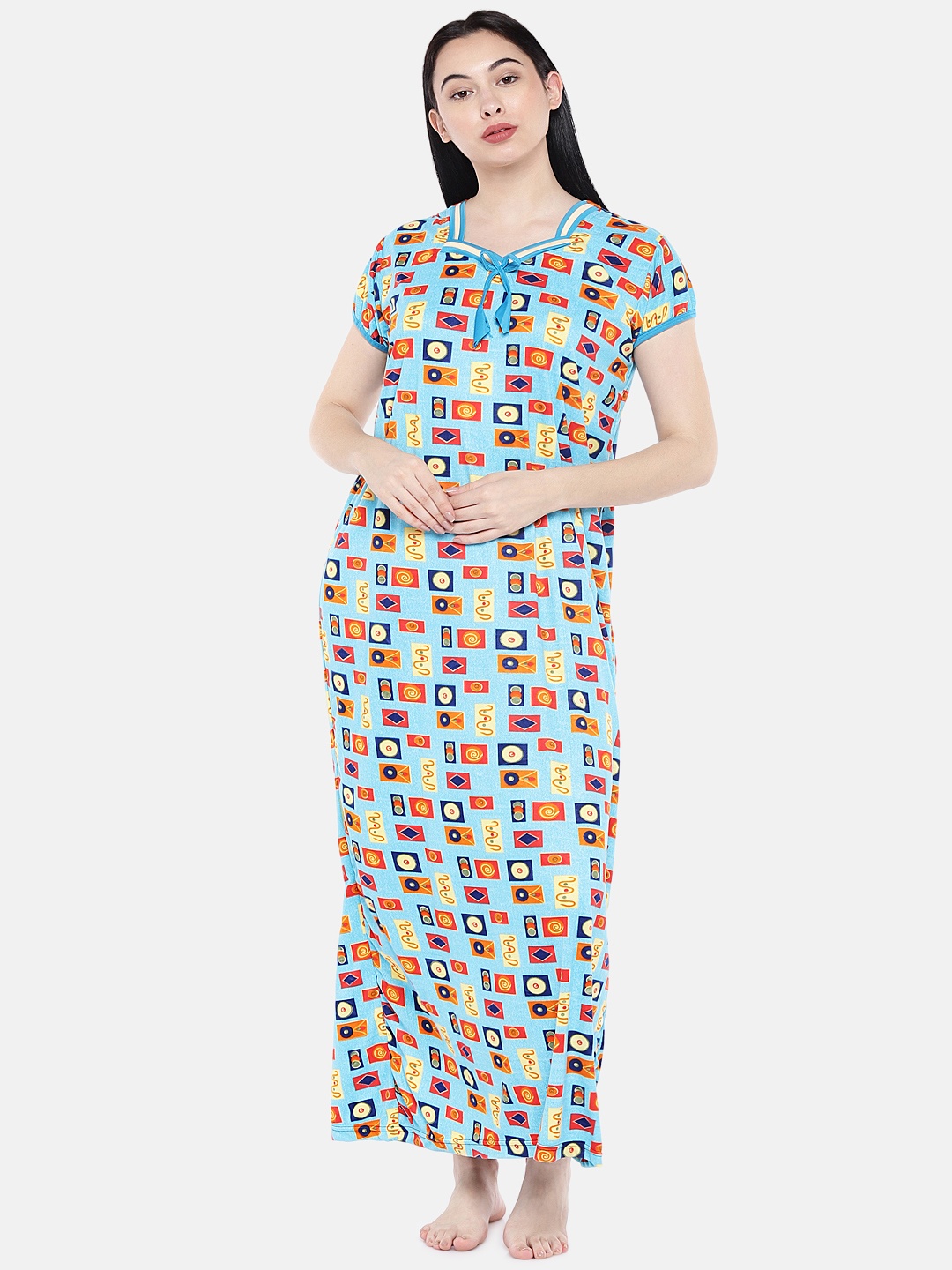 Pretty Awesome Blue Printed Nightdress PTAS786