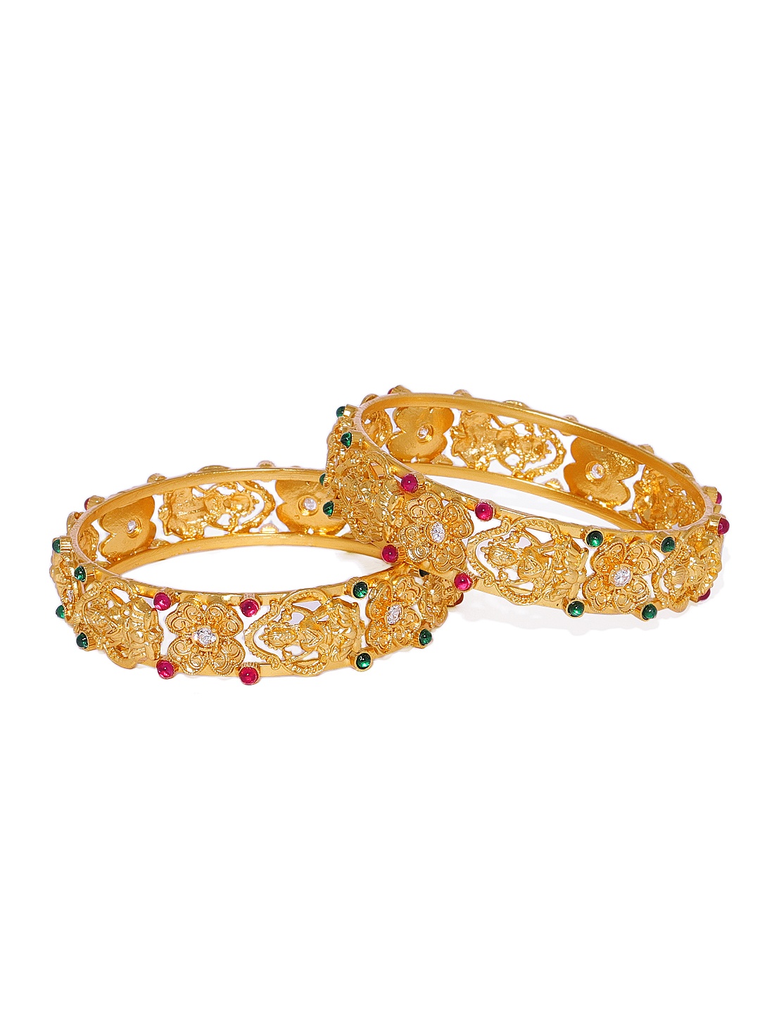 AccessHer Set Of 2 Gold-Plated Matte Gold Finish Handcrafted Traditional Temple Bangles
AccessHer Set Of 2 Gold-Plated Matte Gold Finish Handcrafted Traditional Temple Bangles