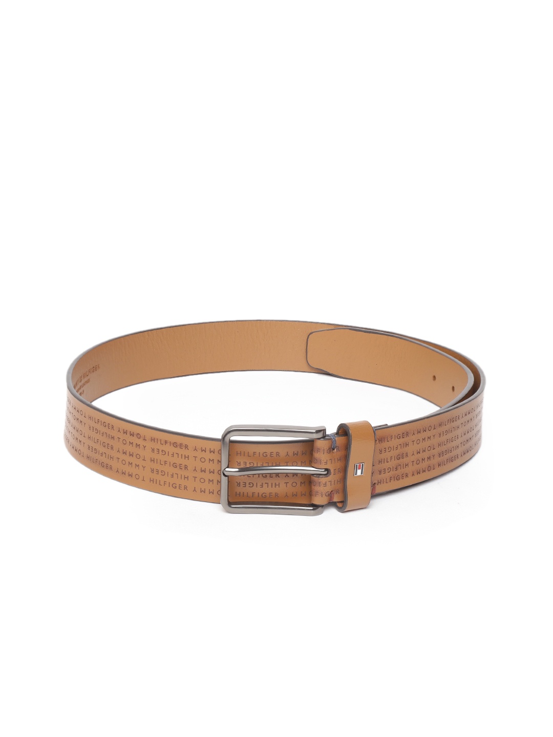Tommy Hilfiger Men Tan Brown Printed Leather Belt