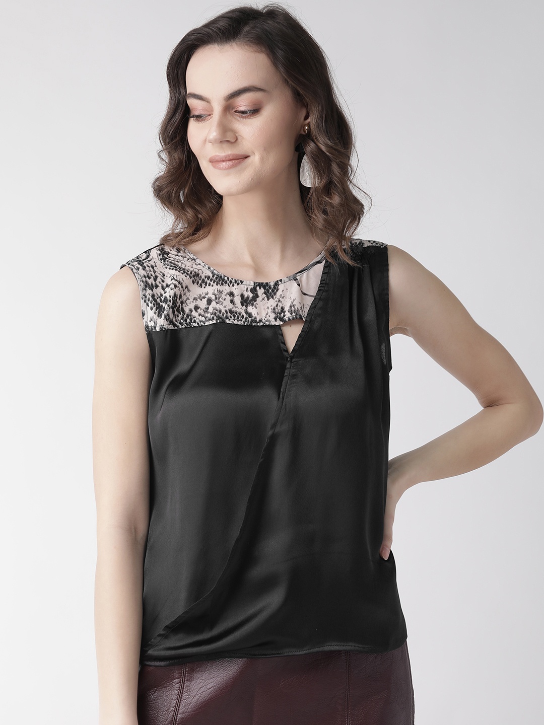 MISH Women Black Solid Wrap Top